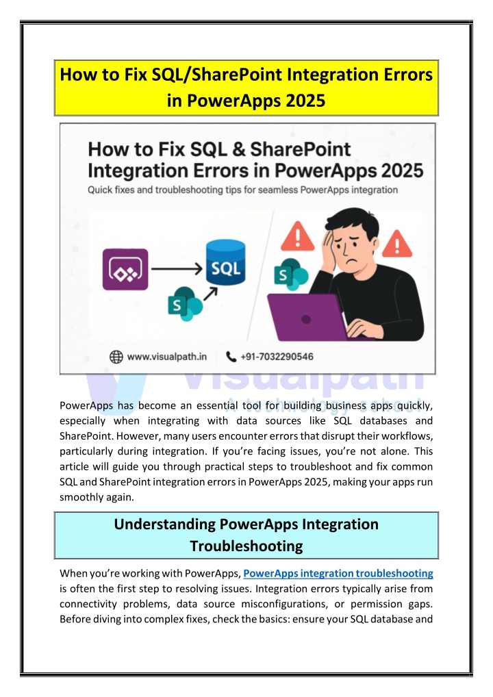 how to fix sql sharepoint integration errors n.w