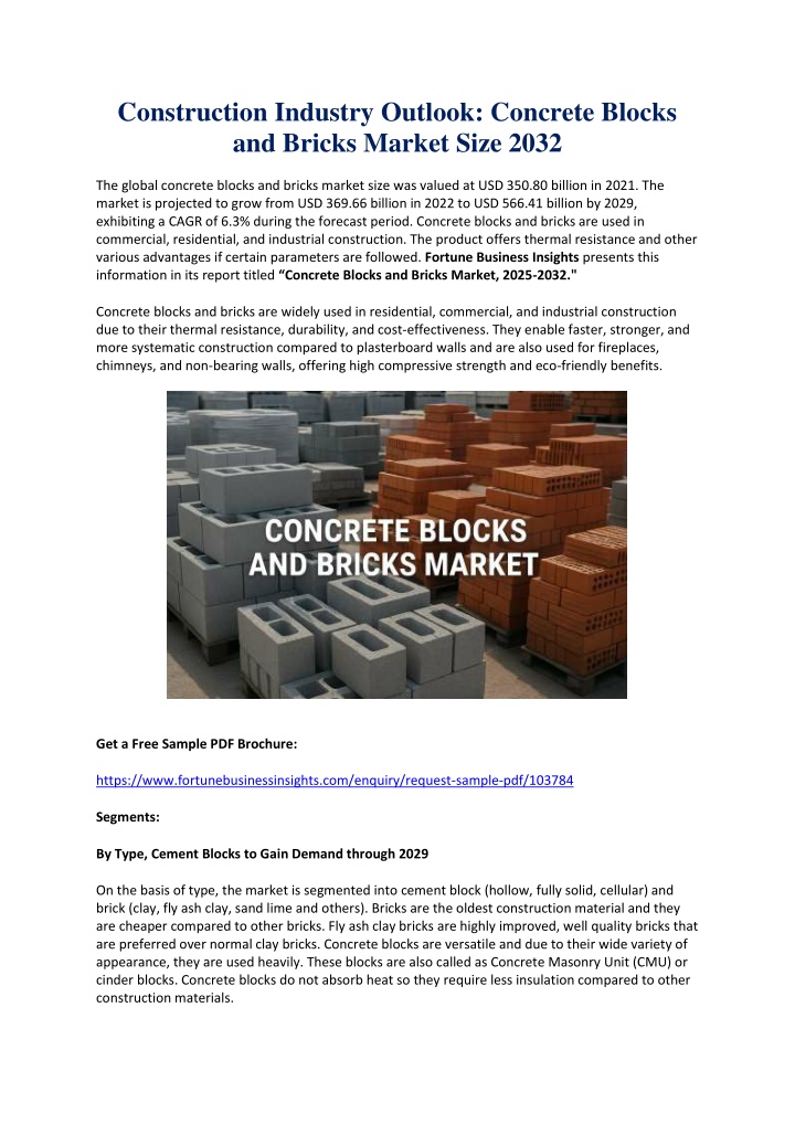 construction industry outlook concrete blocks n.w