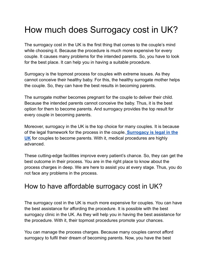 how much does surrogacy cost in uk n.w
