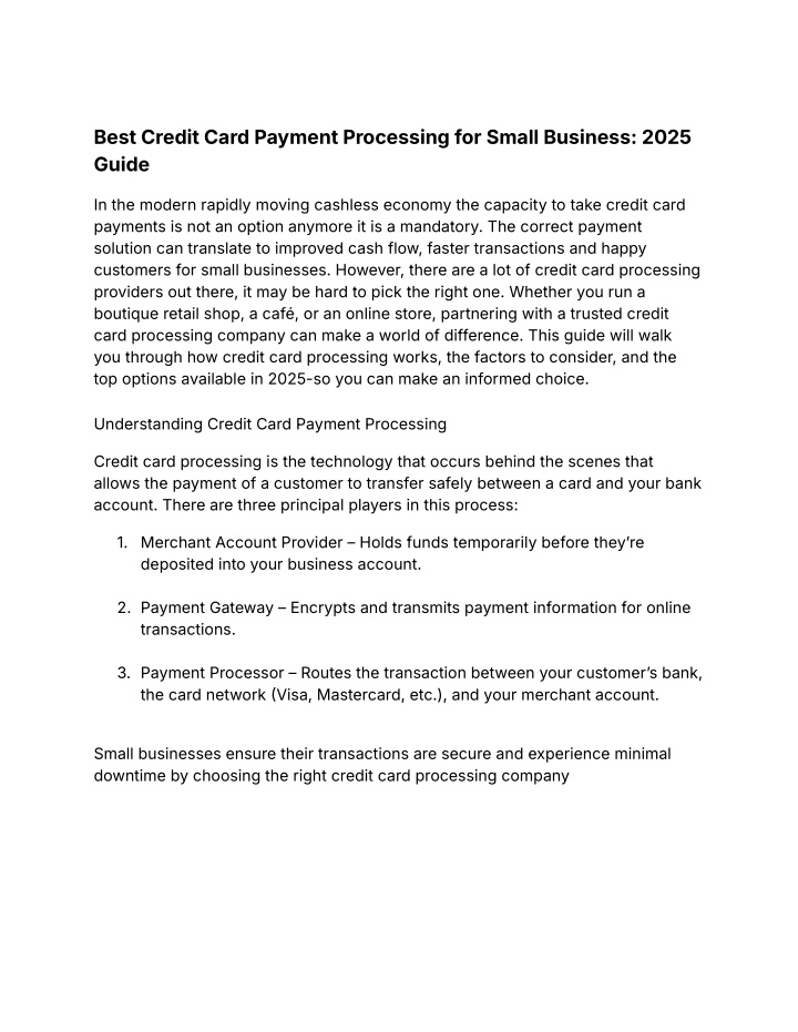 best credit card payment processing for small n.w