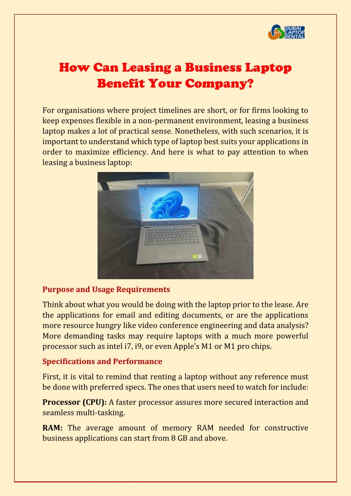 how can leasing a business laptop benefit your n.w