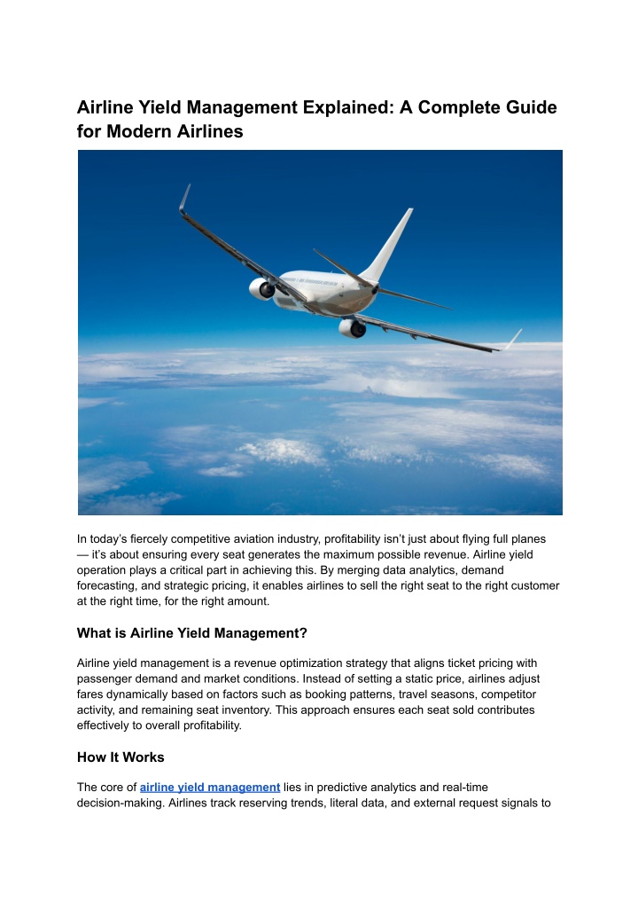 airline yield management explained a complete n.w