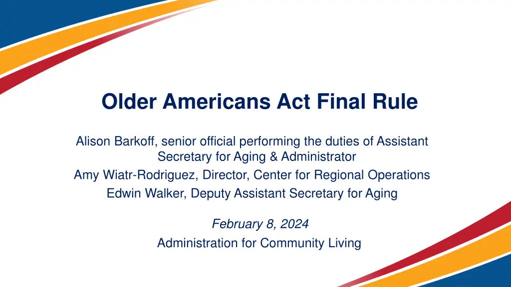 older americans act final rule n.w