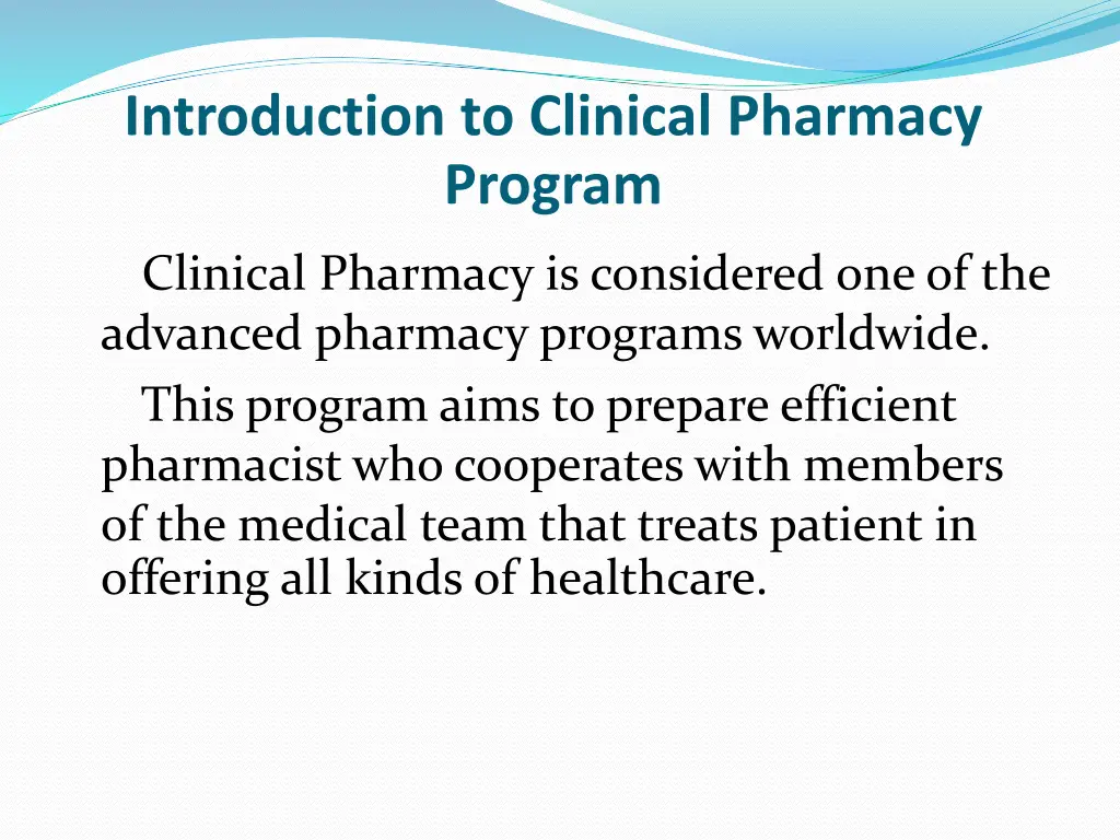 introduction to clinical pharmacy program n.w