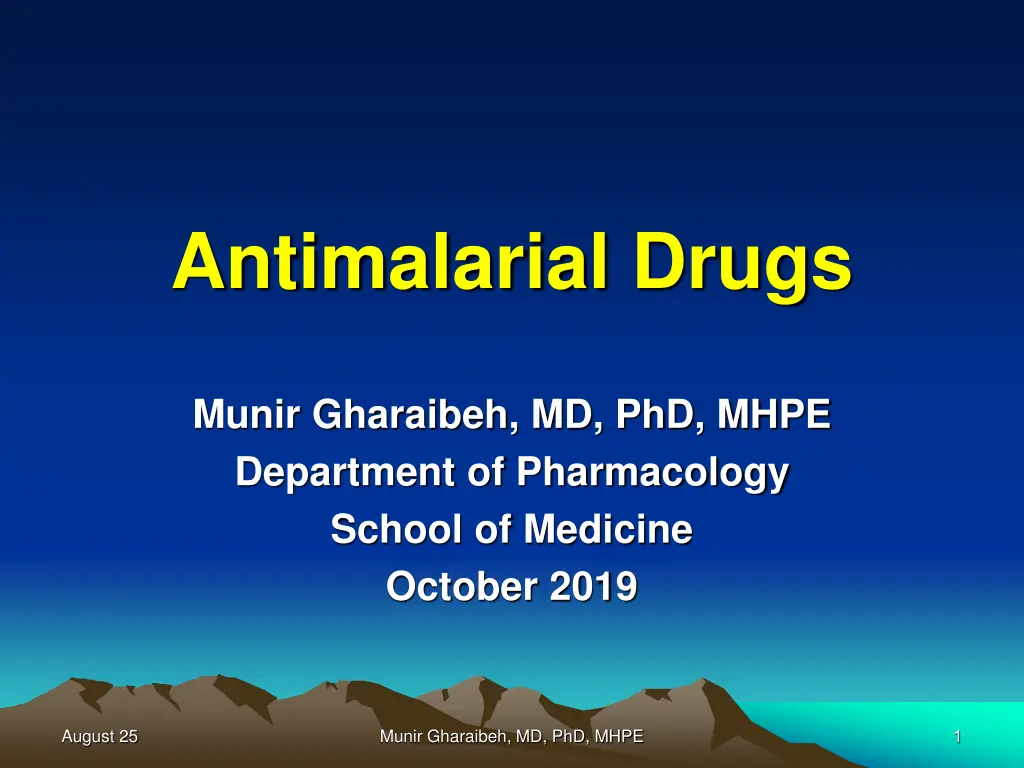 antimalarial drugs n.w