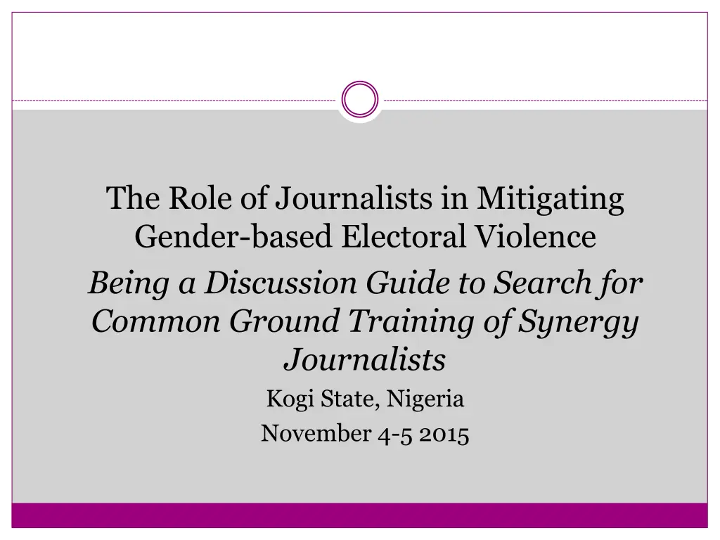 the role of journalists in mitigating gender n.w