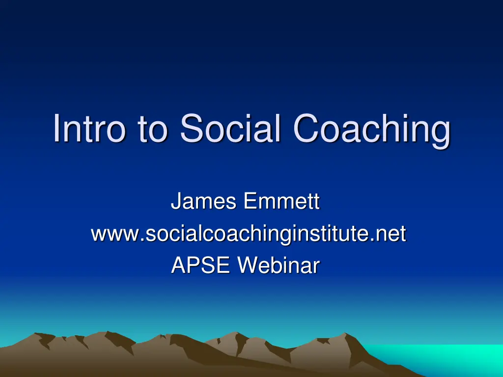 intro to social coaching n.w