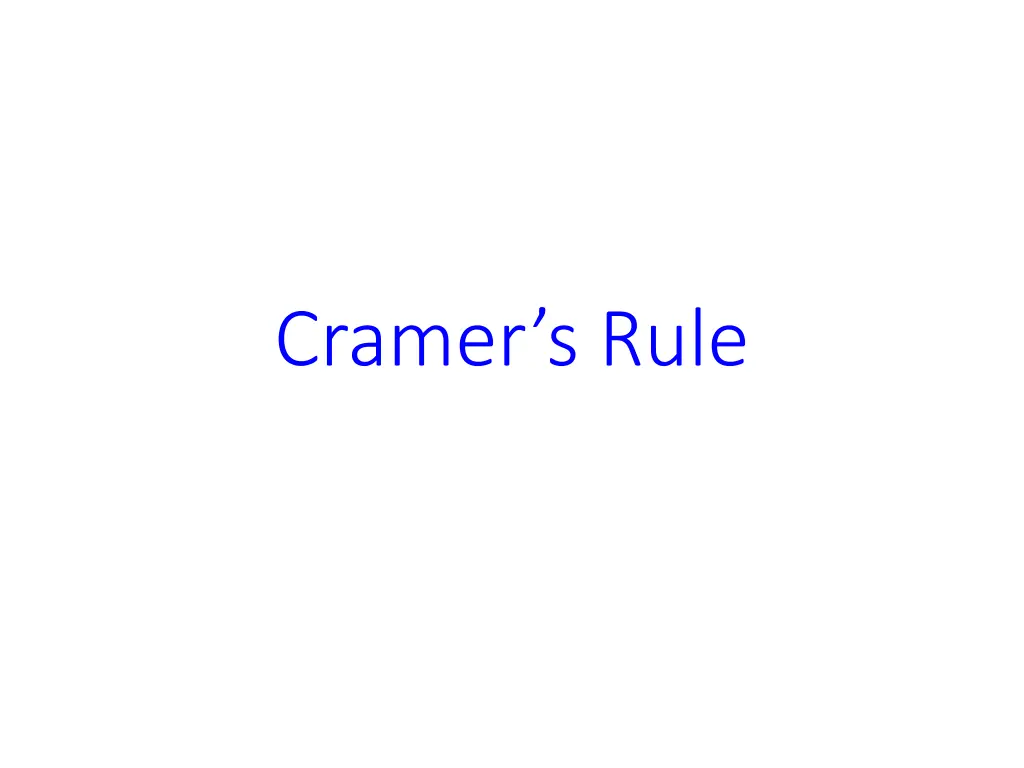 cramer s rule n.w