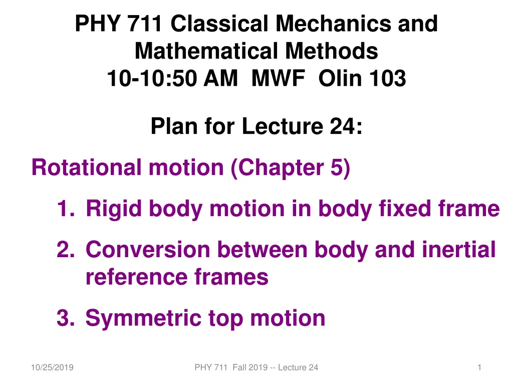 phy 711 classical mechanics and mathematical n.w