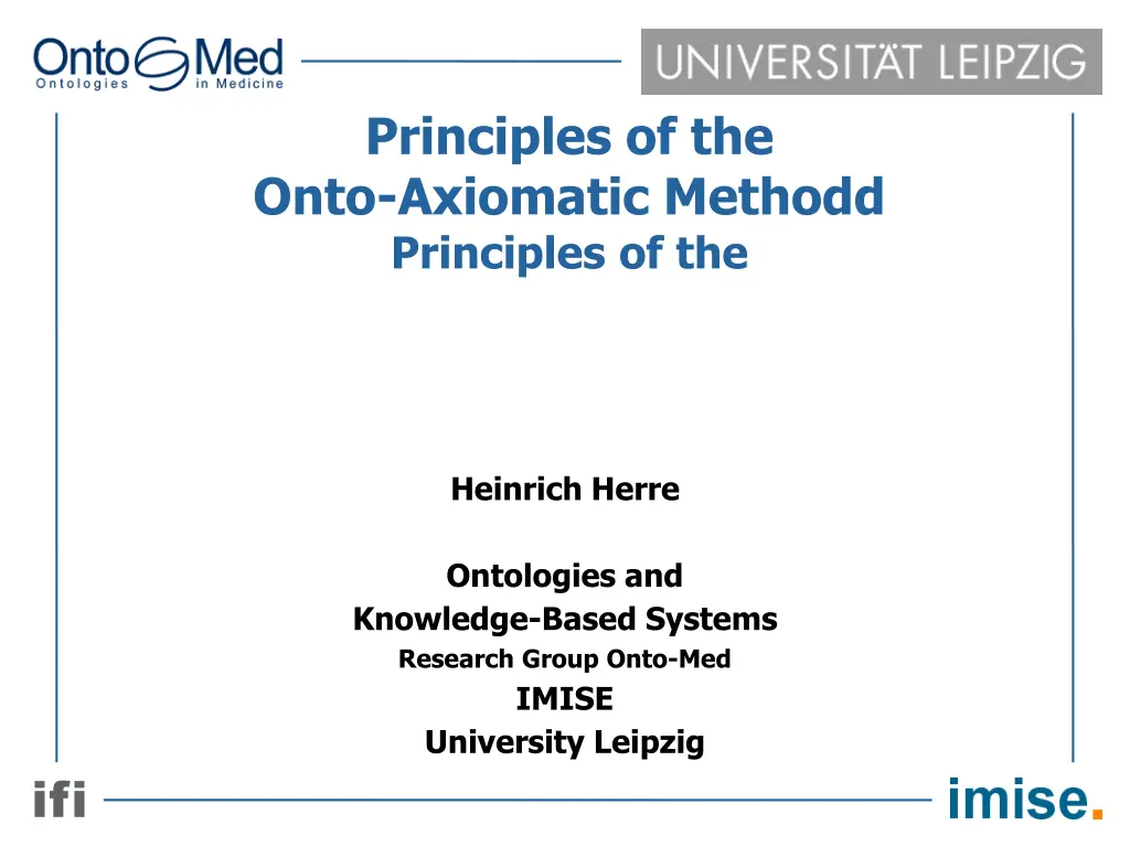 principles of the onto axiomatic methodd n.w