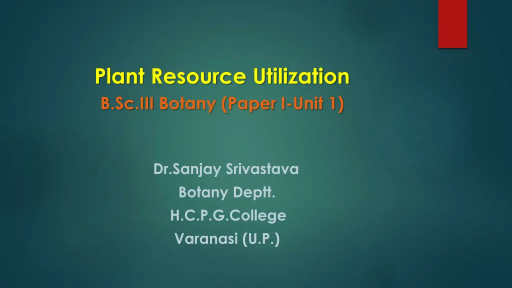 plant resource utilization b sc iii botany paper n.w