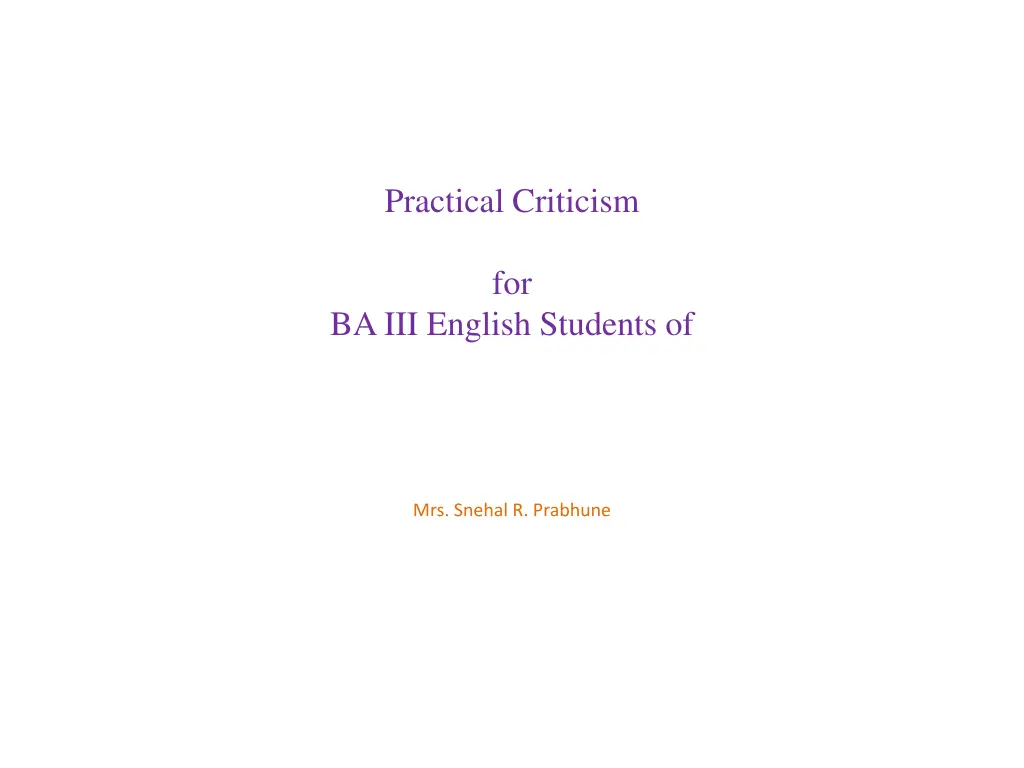 practical criticism n.w
