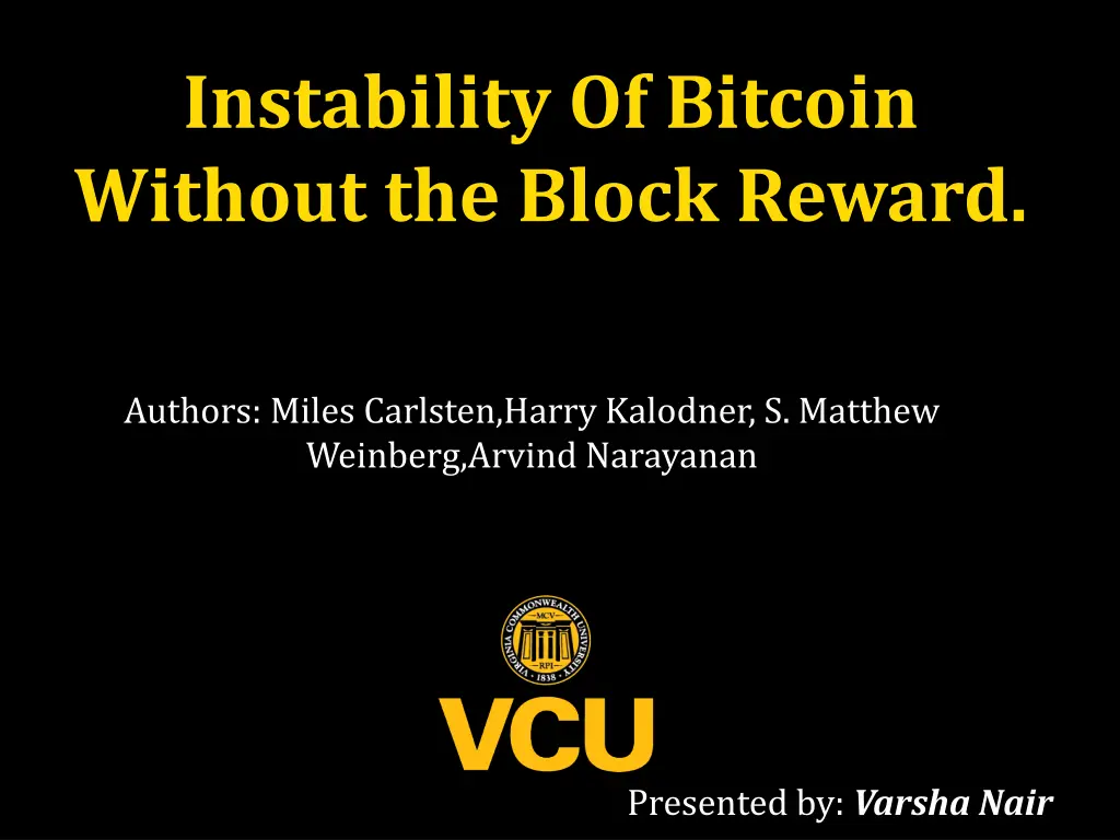 instability of bitcoin without the block reward n.w