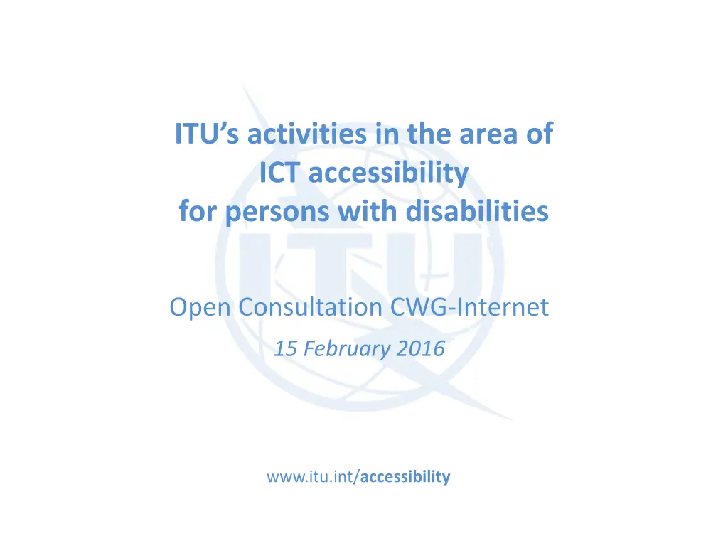 itu s activities in the area of ict accessibility n.w