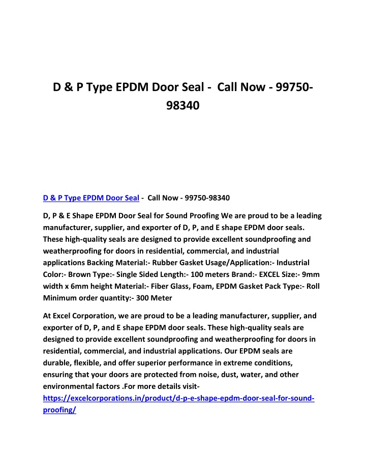 d p type epdm door seal call now 99750 98340 n.w
