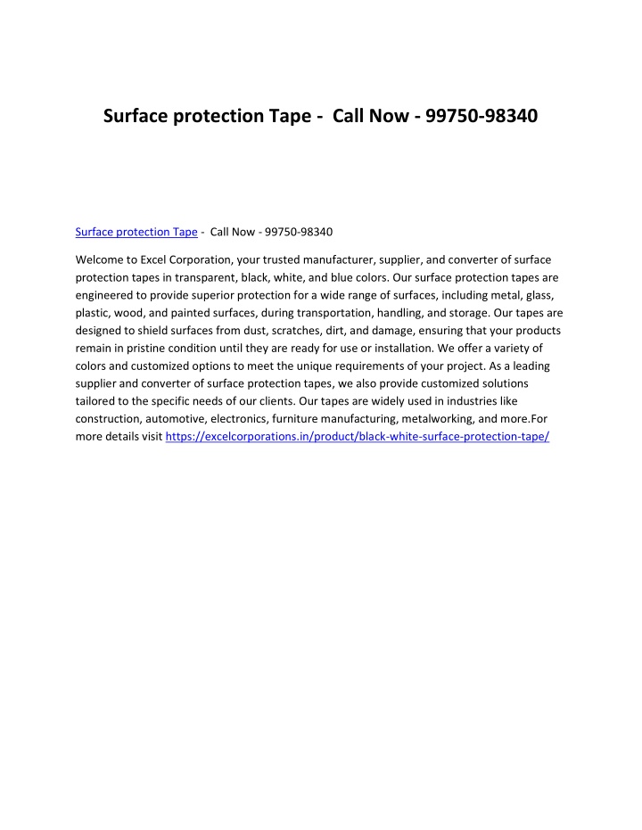 surface protection tape call now 99750 98340 n.w