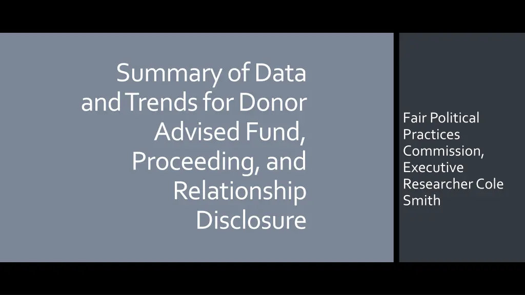 summary of data and trends for donor advised fund n.w