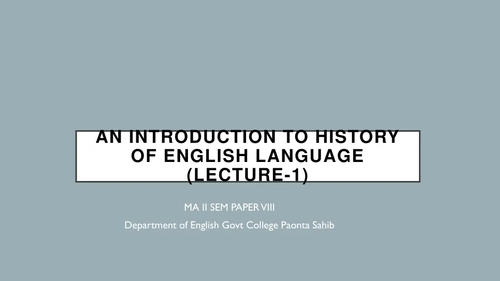 an introduction to history of english language n.w