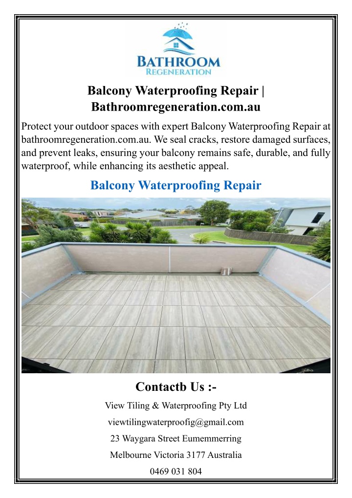 balcony waterproofing repair bathroomregeneration n.w