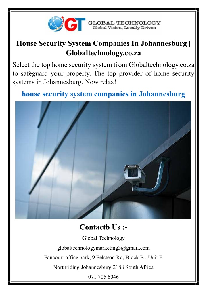 house security system companies in johannesburg n.w