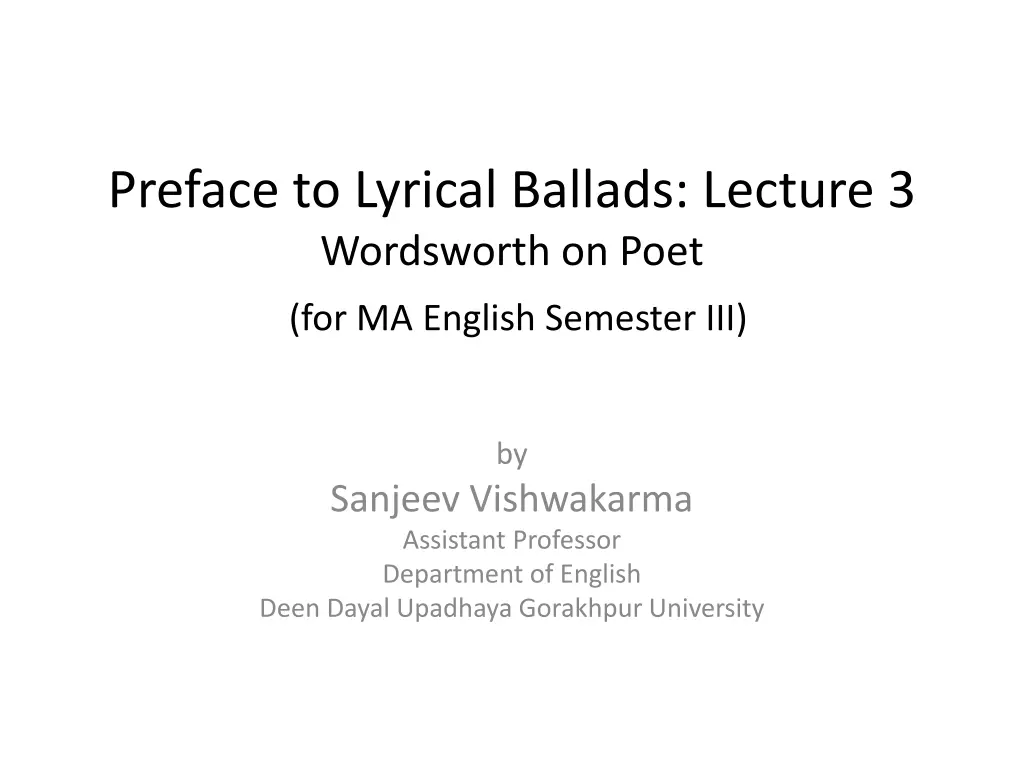preface to lyrical ballads lecture 3 wordsworth n.w