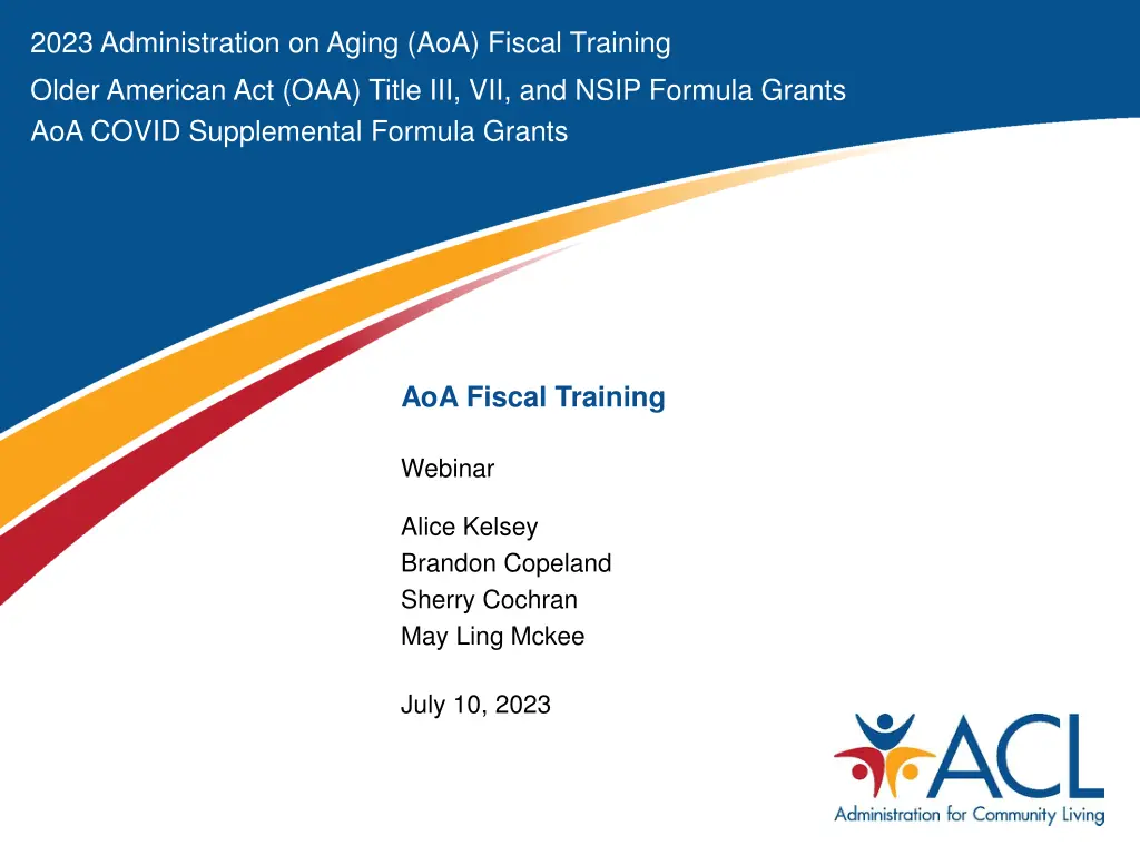 2023 administration on aging aoa fiscal training n.w