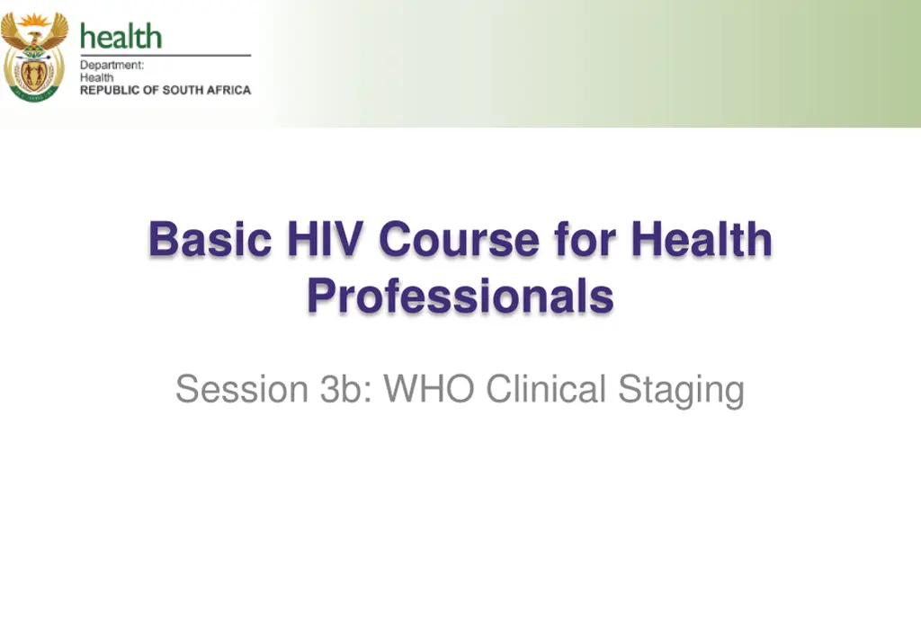 basic hiv course for health professionals n.w