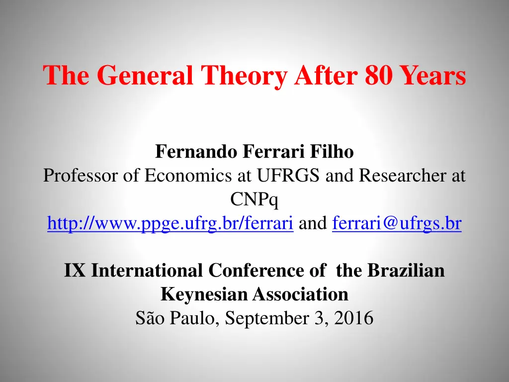 the general theory after 80 years n.w
