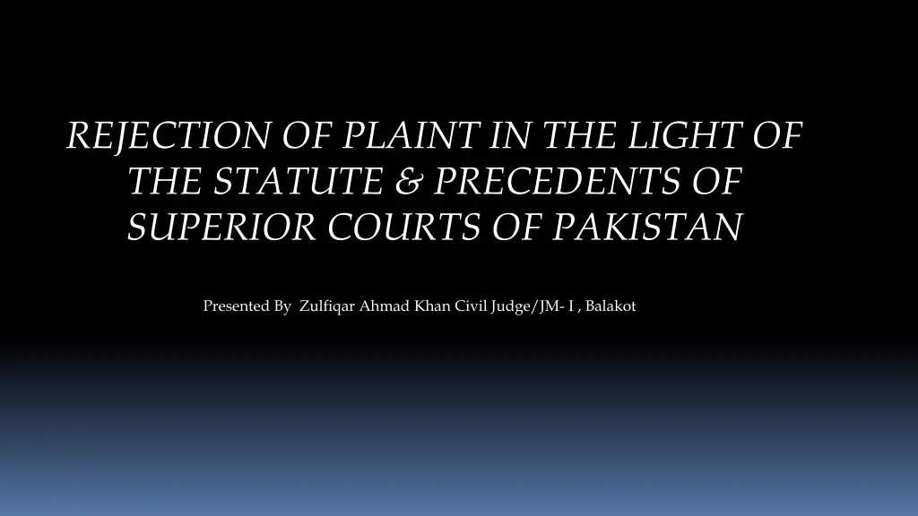 rejection of plaint in the light of the statute n.w