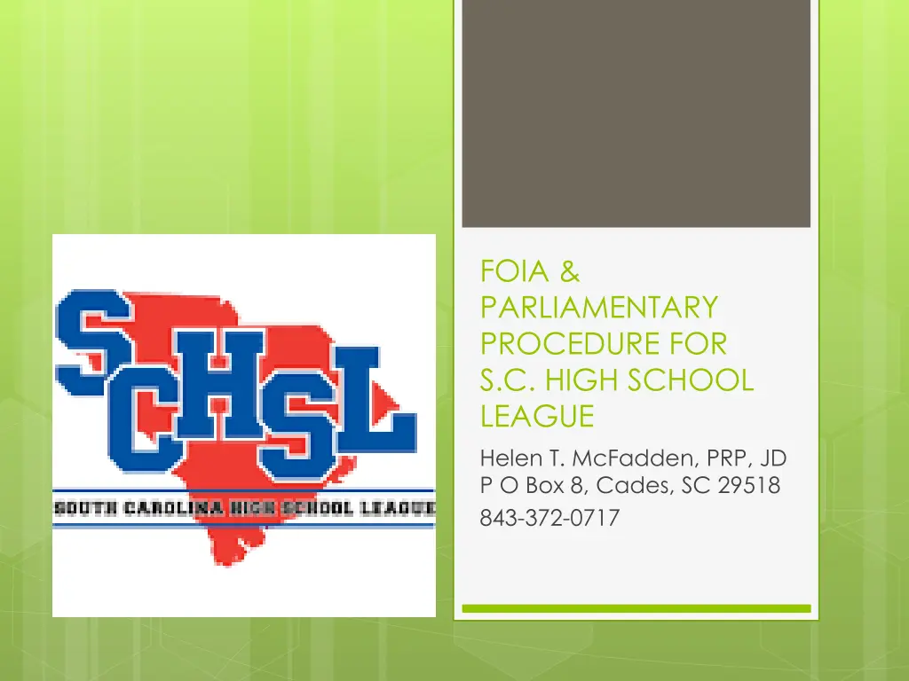 foia parliamentary procedure for s c high school n.w