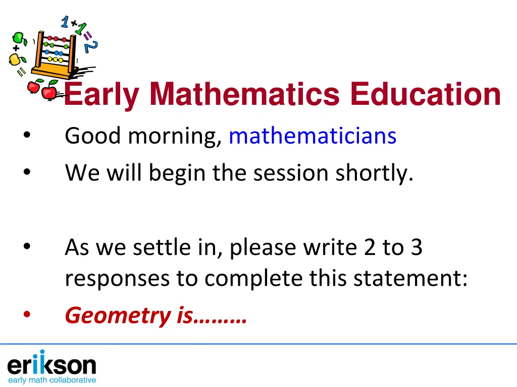 early mathematics education good morning n.w