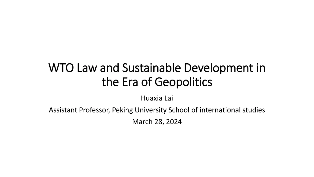 wto law and sustainable development n.w