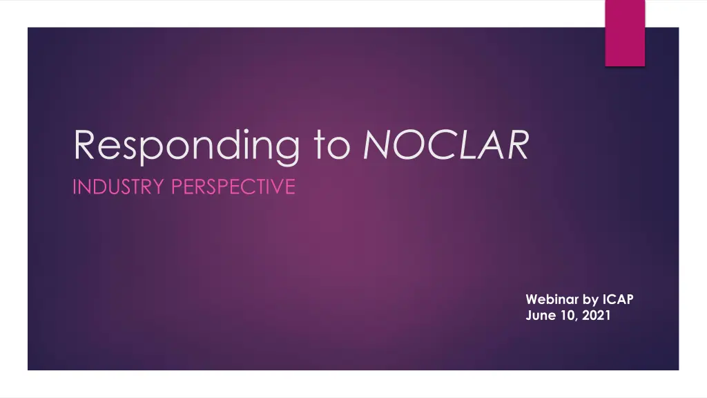 responding to noclar industry perspective n.w
