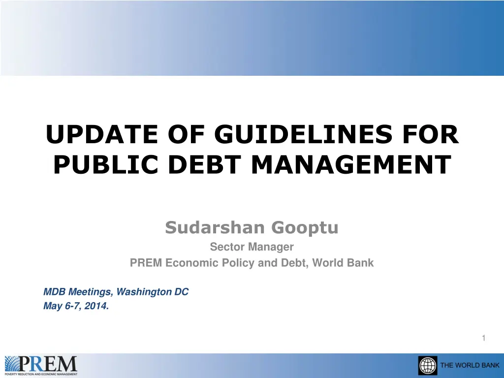 update of guidelines for public debt management n.w