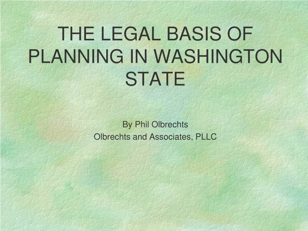 the legal basis of planning in washington state n.w