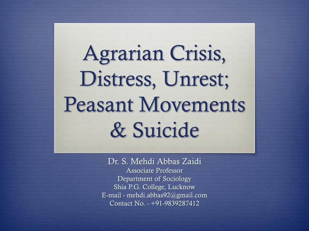 agrarian crisis distress unrest peasant movements n.w