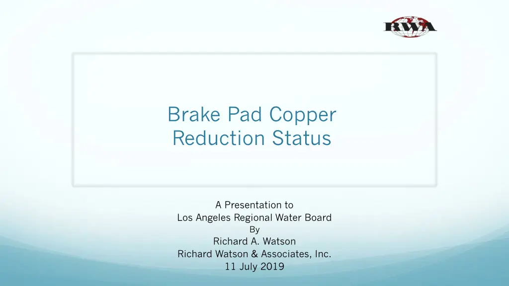 brake pad copper reduction status n.w
