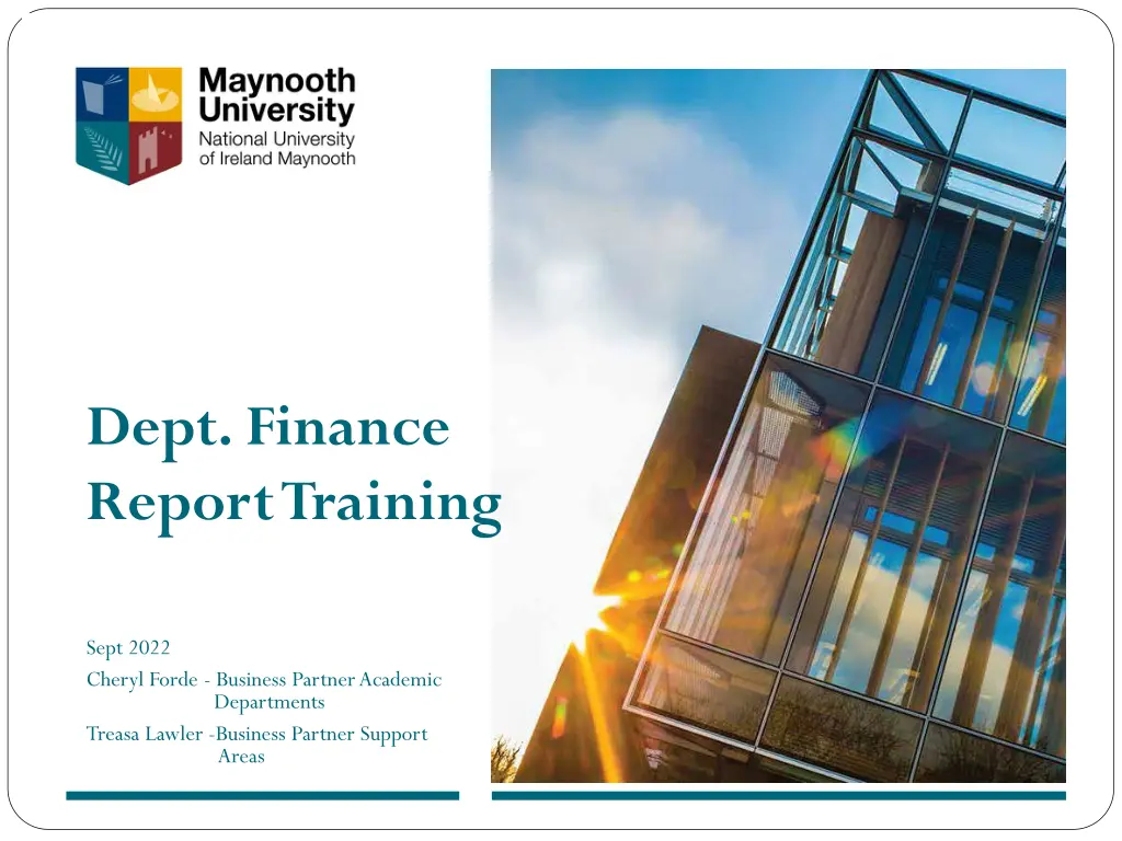 dept finance report training n.w