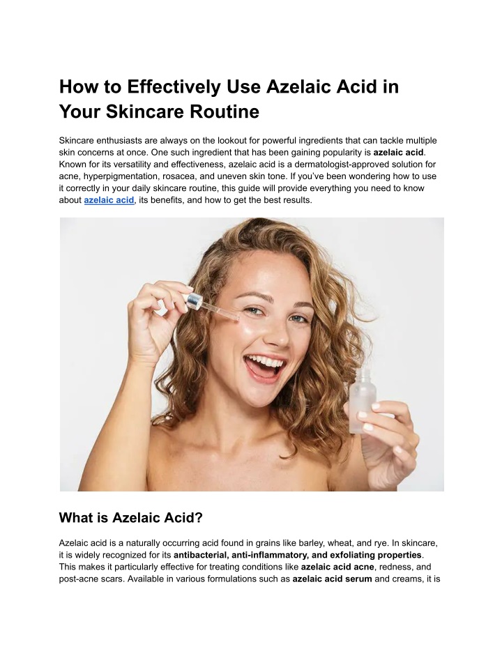 how to effectively use azelaic acid in your n.w