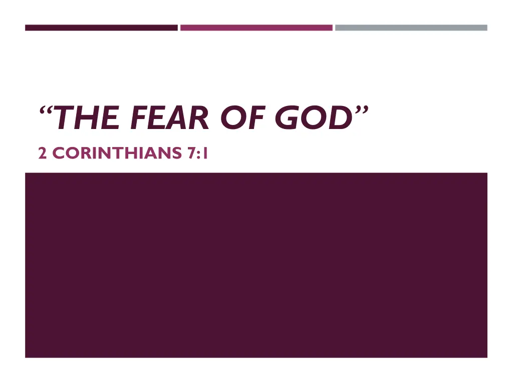 the fear of god 2 corinthians 7 1 n.w