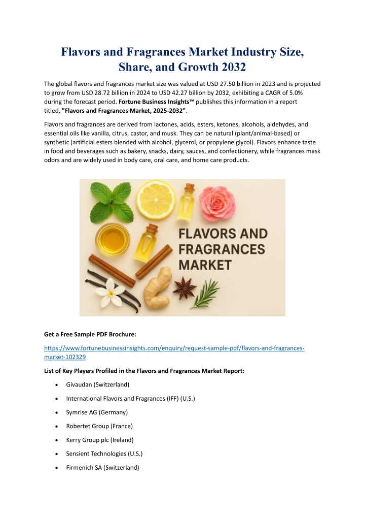 flavors and fragrances market industry size share n.w