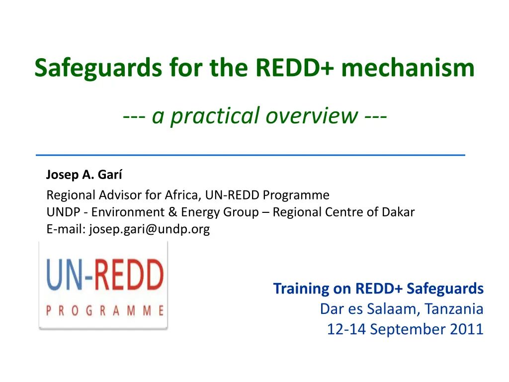 safeguards for the redd mechanism n.w