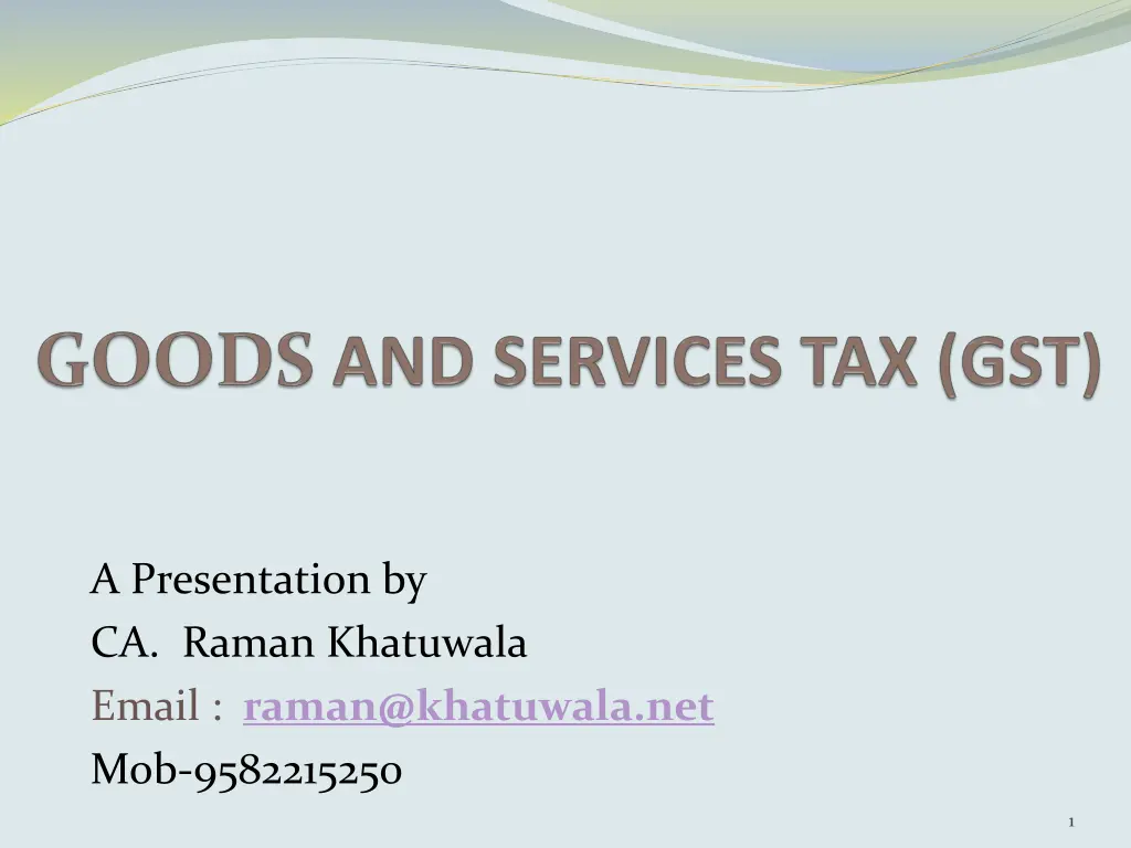 a presentation by ca raman khatuwala email n.w