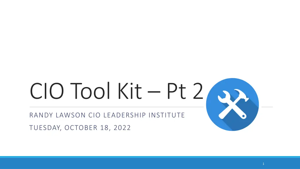 cio tool kit pt 2 n.w