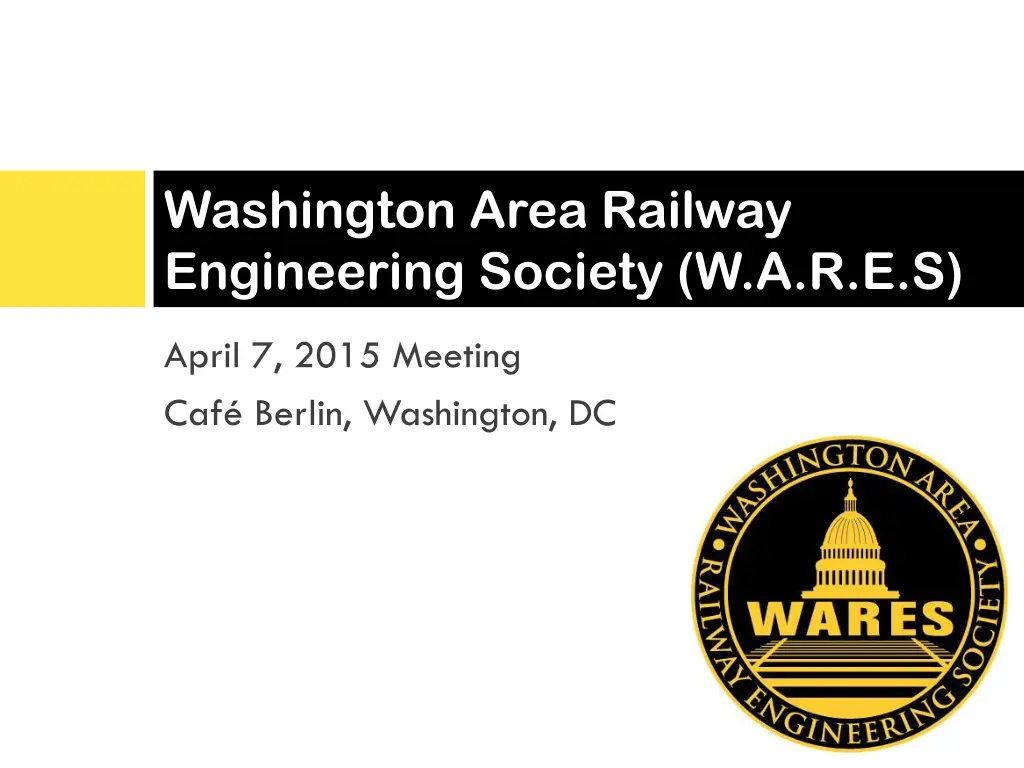 washington area railway engineering society n.w