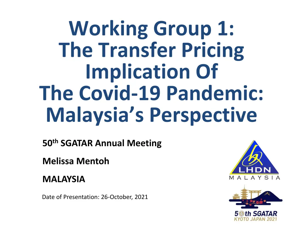 working group 1 the transfer pricing implication n.w