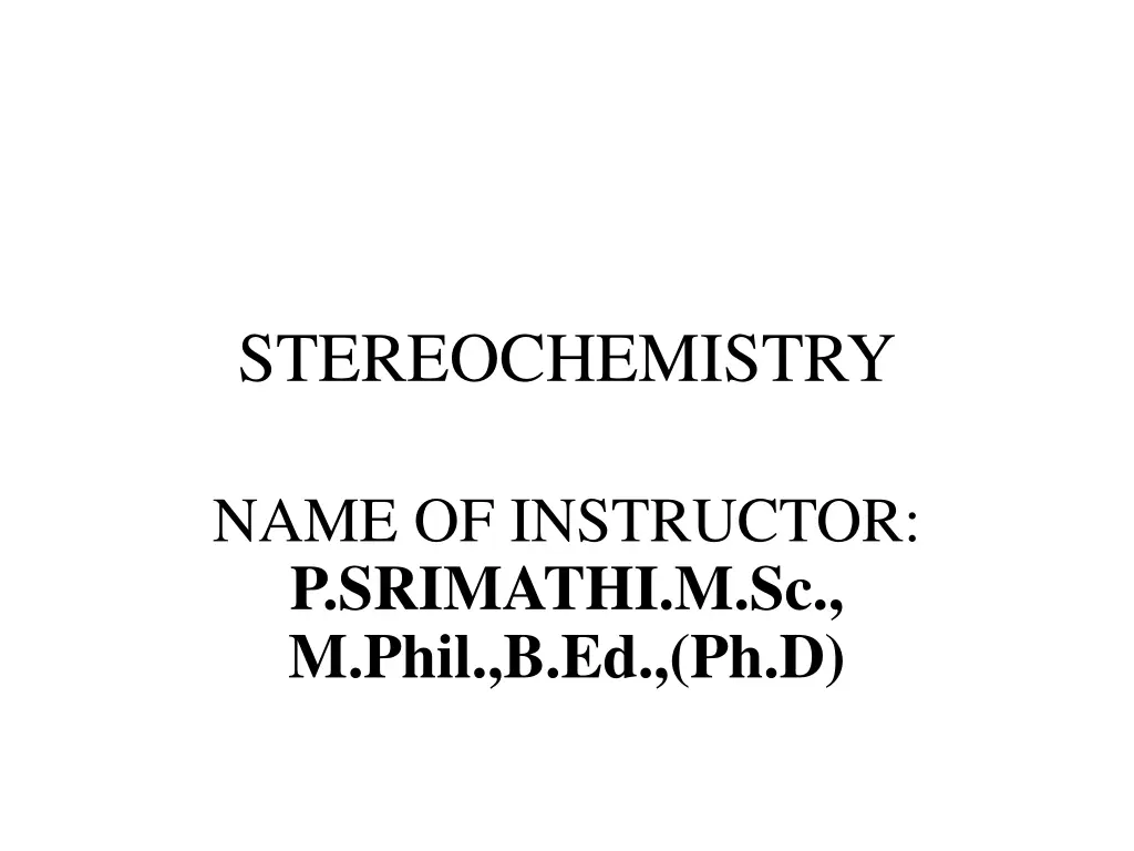 stereochemistry n.w