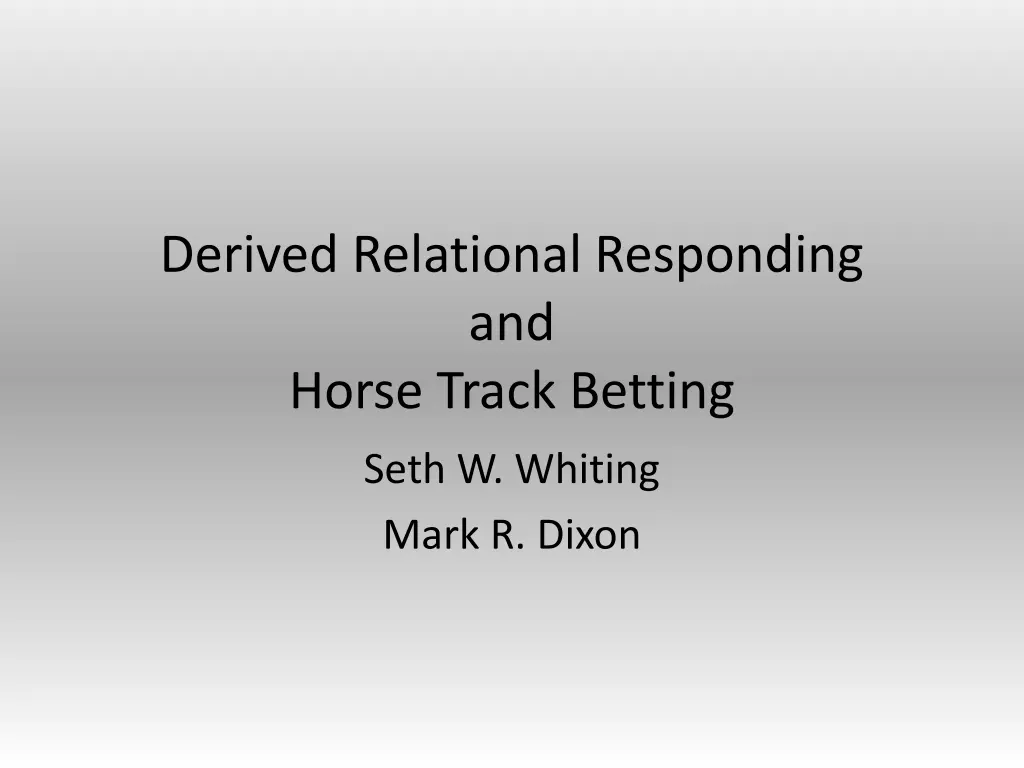 derived relational responding and horse track n.w