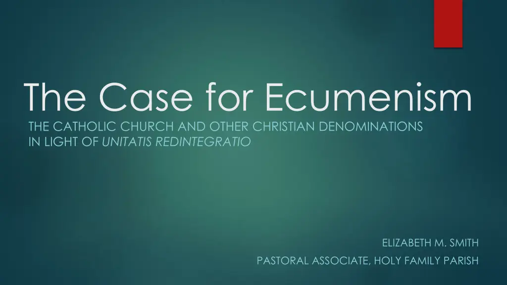 the case for ecumenism the catholic church n.w