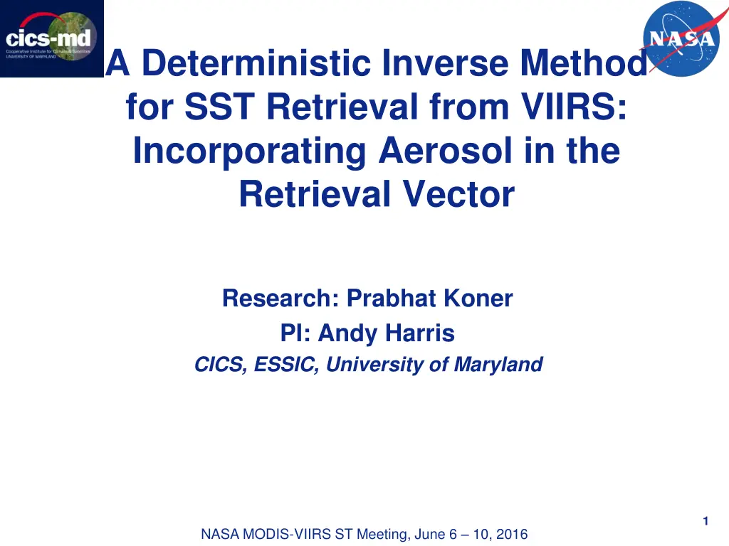 a deterministic inverse method for sst retrieval n.w